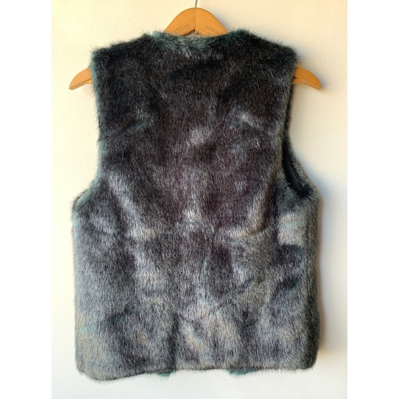 Small, Club Monaco, teal green faux fur vest - Picture 7 of 12
